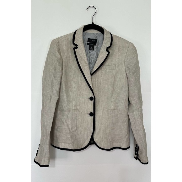 J. Crew schoolboy linen black tipped Blazer size 2 - Picture 2 of 8
